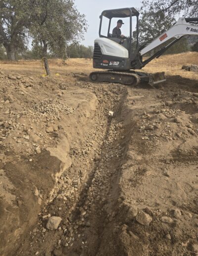 Root remediation process, showing professionals removing invasive roots from plumbing or septic systems